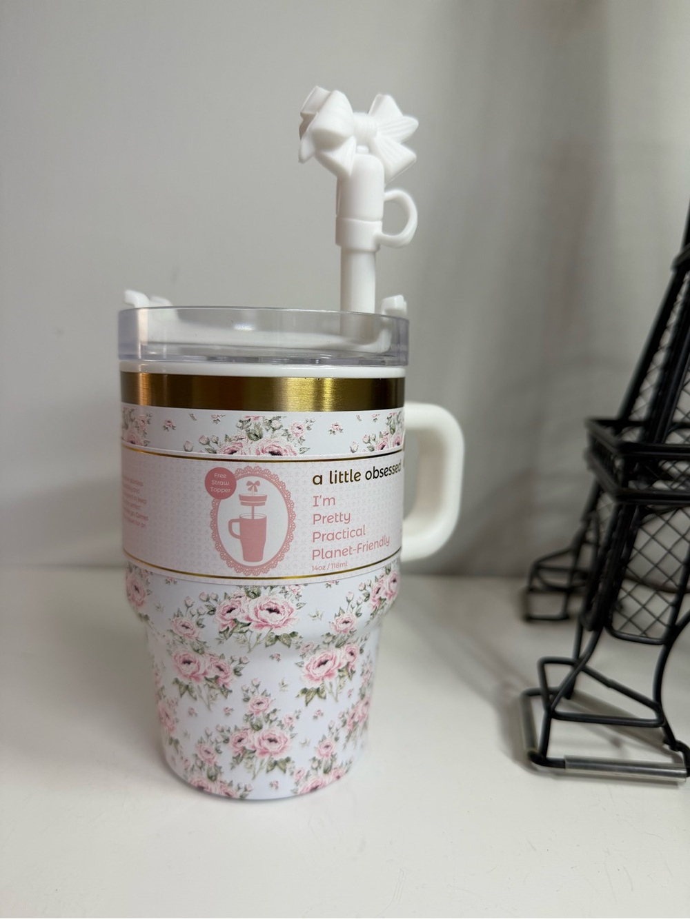 Floral Tumbler - White and Pink